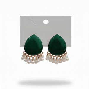 Deep Green Tear Drops Earrings