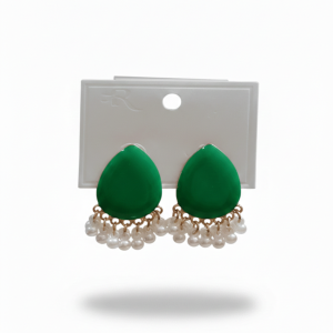 Lively Green Tear Drops Earrings