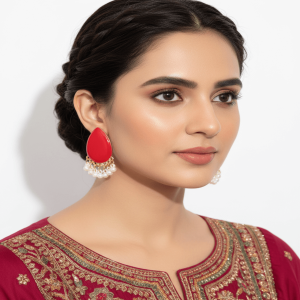 Red Tear Drops Earrings 1